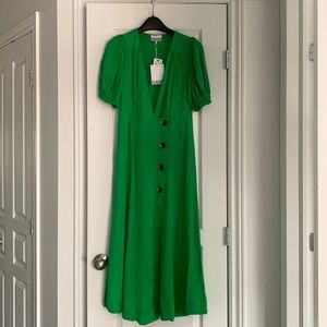 GANNI NWT green wrap midi drees